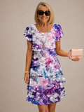 Françoise | Vestido elegante con estampado "floral galáxia"