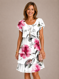 Éliane | Vestido elegante "flores rosadas"